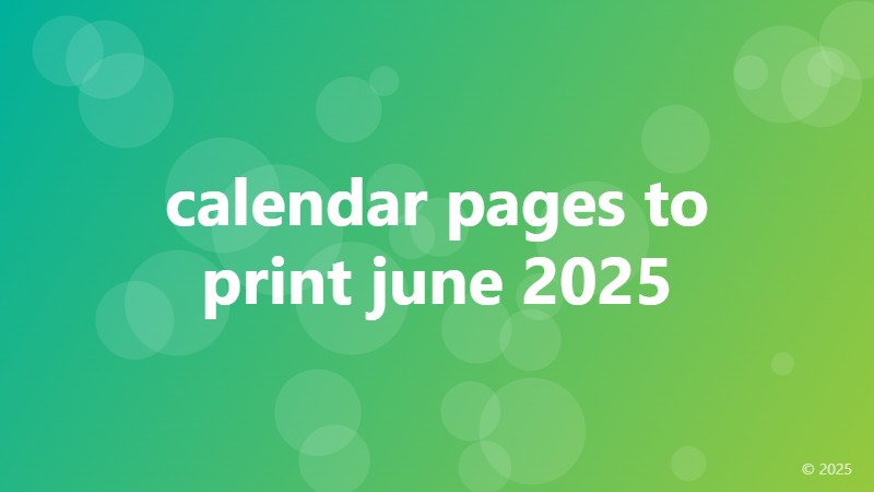 calendar pages to print june 2025