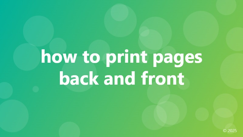 how to print pages back and front