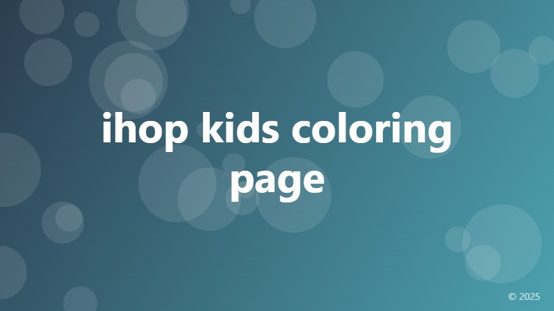 ihop kids coloring page