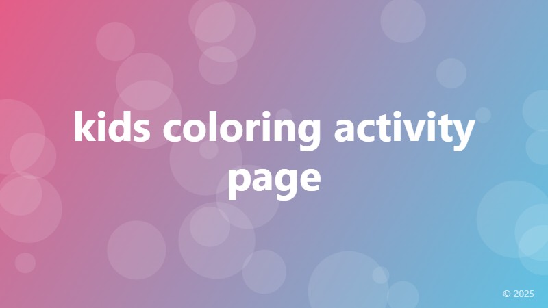 kids coloring activity page