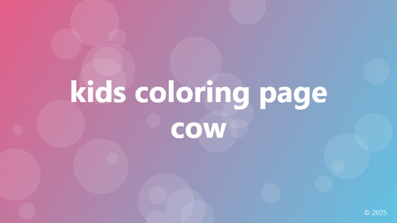 kids coloring page cow