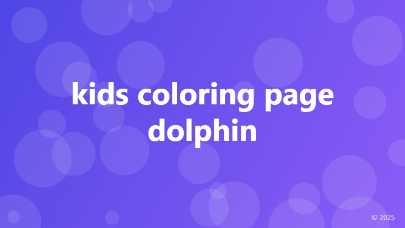 kids coloring page dolphin