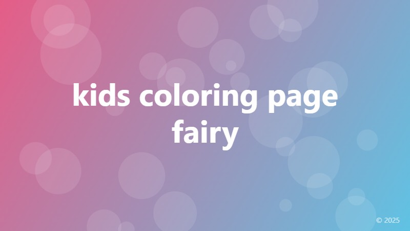 kids coloring page fairy