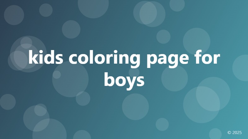 kids coloring page for boys