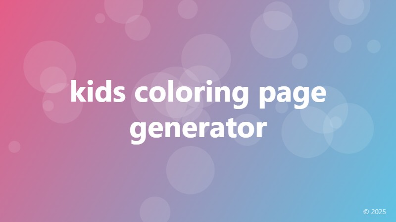 kids coloring page generator
