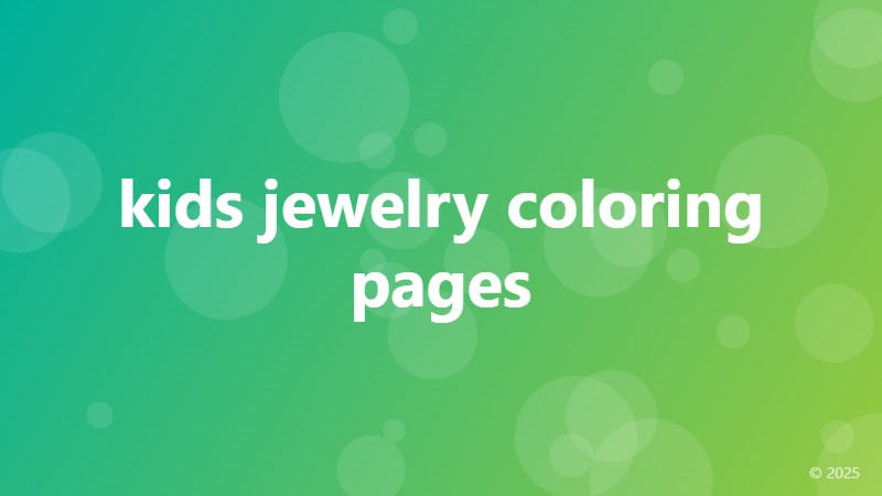 kids jewelry coloring pages