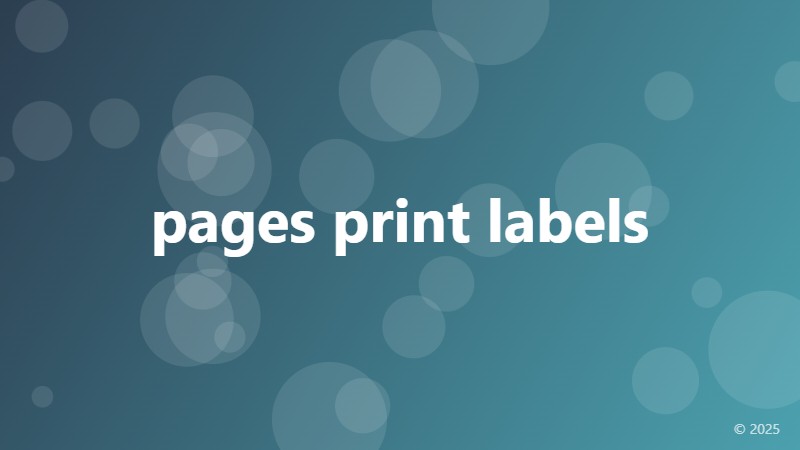 pages print labels