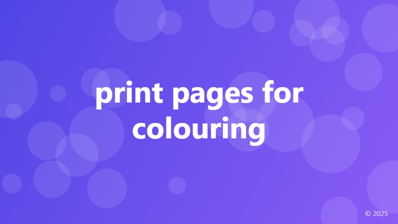 print pages for colouring