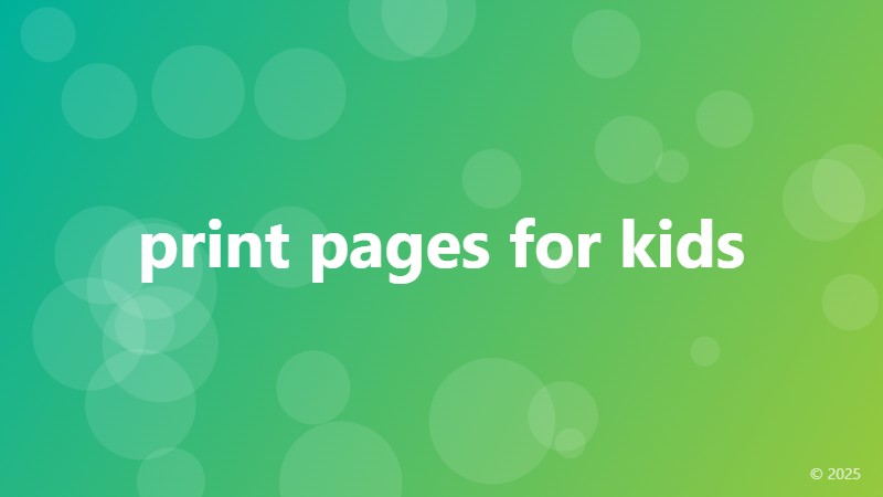 print pages for kids