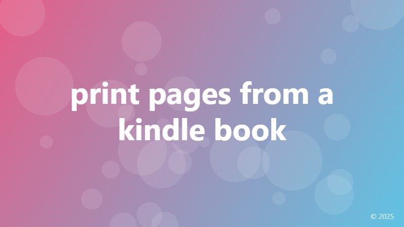 print pages from a kindle book