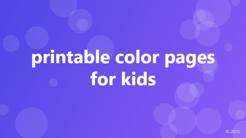printable color pages for kids