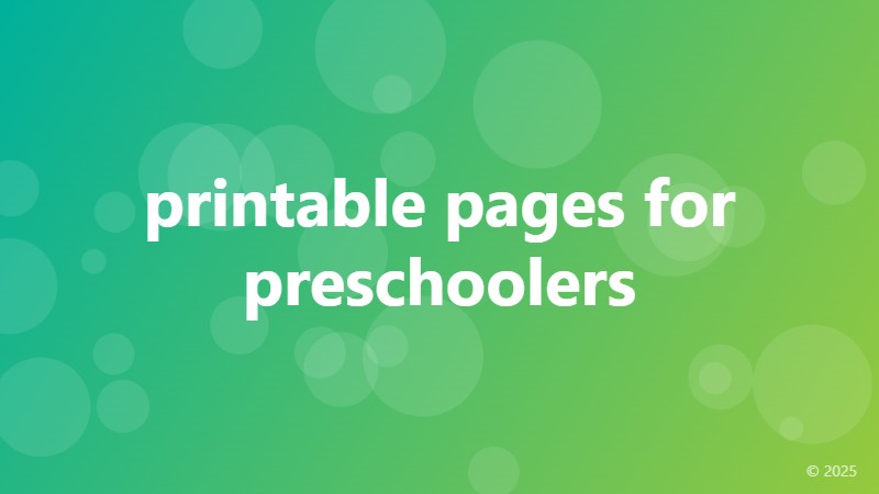 printable pages for preschoolers
