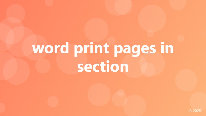word print pages in section